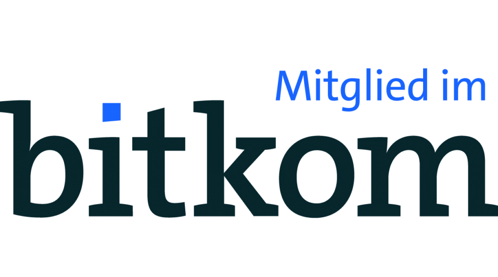 Logo der Bitkom mit der Aufschrift "Mitglied im Bitkom"