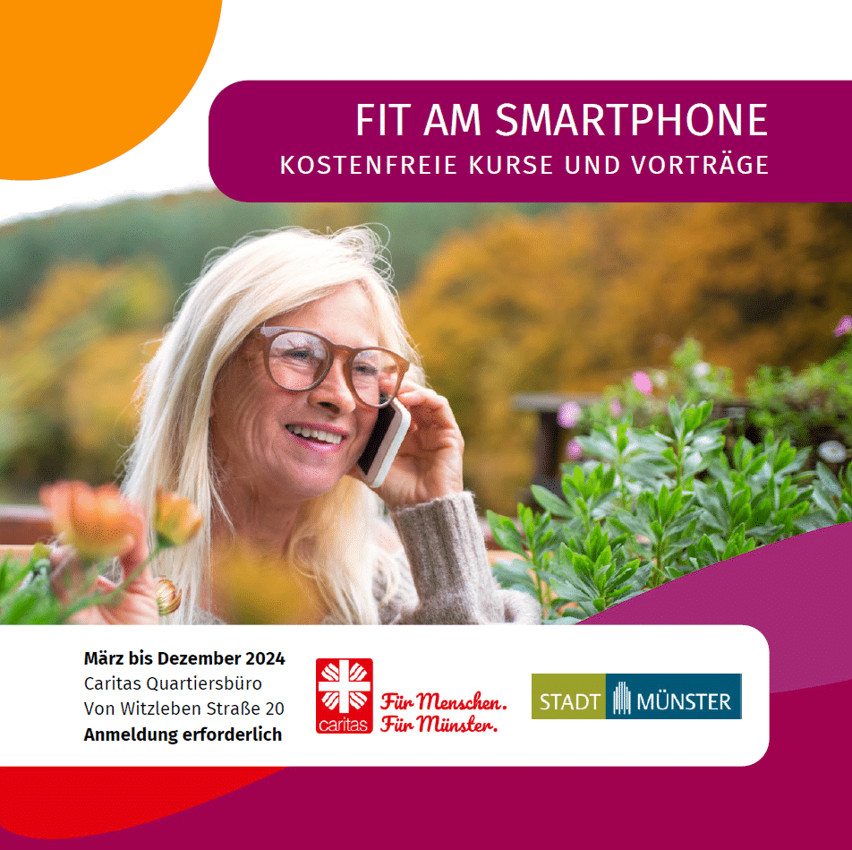 Cover einer Broschüre, Person mit Smartphone